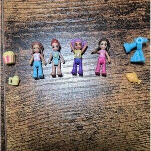 4 Polly Pocket Replacement Dolls Micro Mini Figures & Accessorys Lot Plastic
